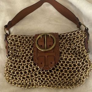 Michael Kors handbag. Brown leather with metal mesh.